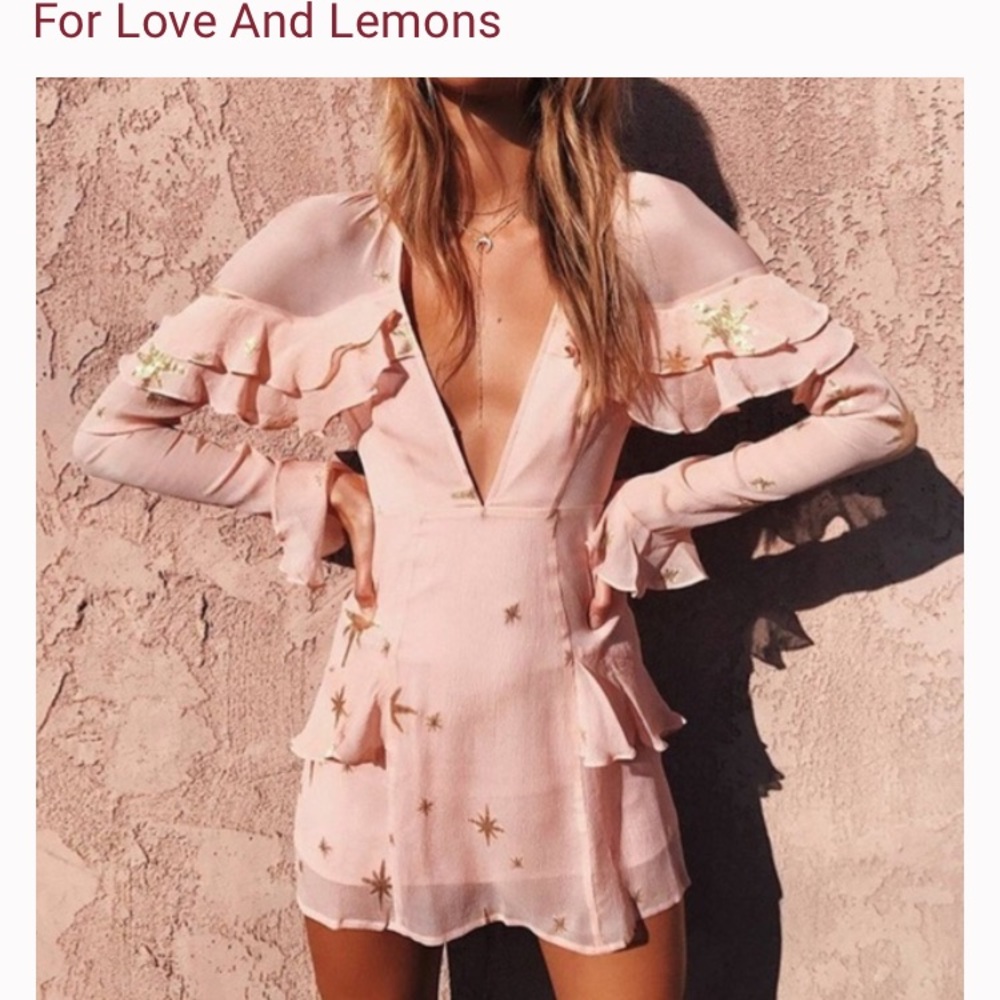 NWT For Love & Lemons Gilded Star Mini Dress